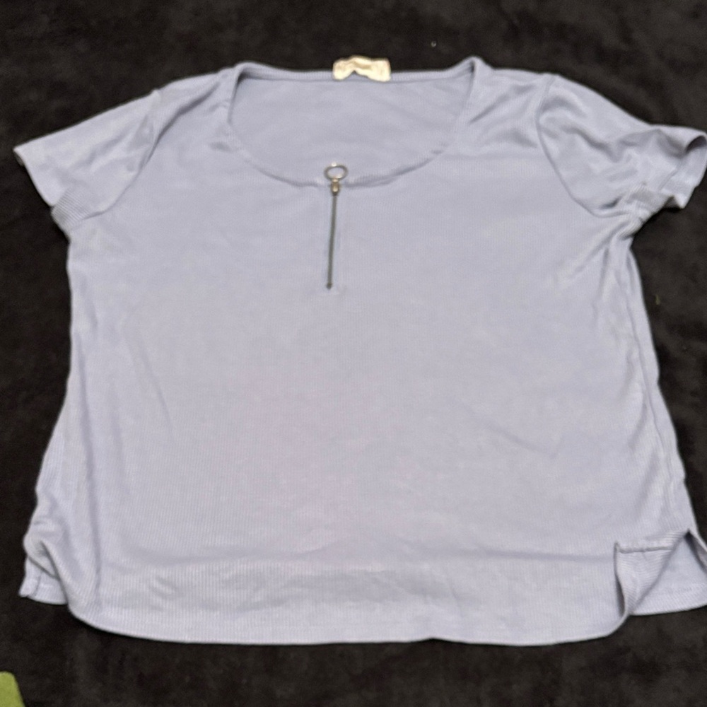 Pink Republic Light Blue Short Sleeve Tee with Zipper